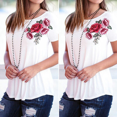 

CANISFashion Women Lady Loose Short Sleeve Tops Blouse Shirt Casual Cotton T-Shirt