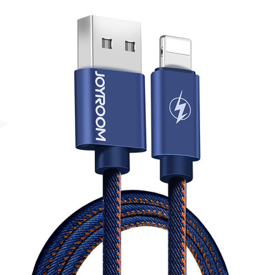 

Machine music field Apple data line mobile phone flat fast charging cable 1.2 meters for iPhone 7 / 6s / 6Plus / 5S / iPad cowboy data cable denim blue
