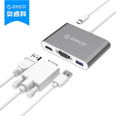 

ORICO (ORICO) RCHV USB3.0 разветвитель поддерживает тип-с трансфицировал HDMI / VGA удлинителей преобразования Концентратора части MACBOOK алюминий глубокого космос определение серых