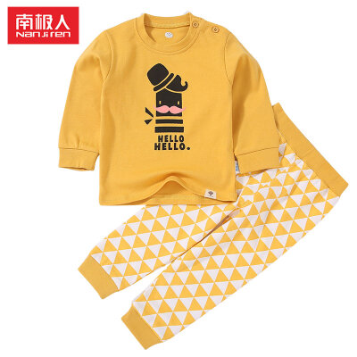 

Antarctic (Nanjiren) Spring and autumn children's underwear home service suit shoulder buckle two-piece suit leisure shoulder buckle uncle turmeric 110