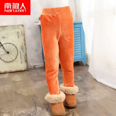 

Antarctic Nanjiren children pants girls autumn&winter thickening corduroy warm pants plum red 110