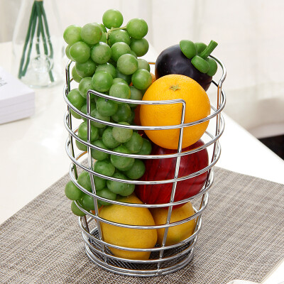 

ORZ Fruit Bowl Basket Kitchen Food Container Chrome Finish Fruit Vegetable Organizer Holder Home Decoration Storage Basket