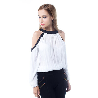 

Womens summer hot style shoulder stitching loose long-sleeved render unlined upper garment