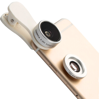 

Adventure FUNIPICA series F-515 mobile phone lens ultra wide-angle macro two-in-one set of Apple Huawei external camera streamer silver