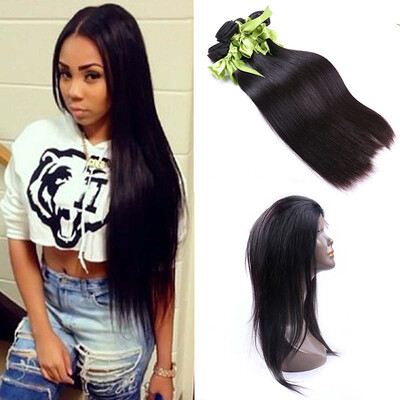 

Malaysia 360 Lace Frontal Closure Natural Hairline Virgin Hair straight hair Lace Band 360 Frontal Closure with straight