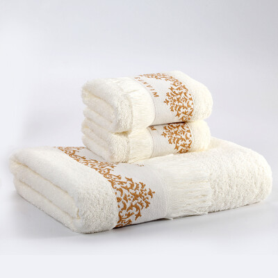 

Vogue Jieyu Cotton Towel Bath Towel Gift Set Soft European Style Tassel Towel * 2 + Tinted with Spike Head Bath Towel * 1 Beige