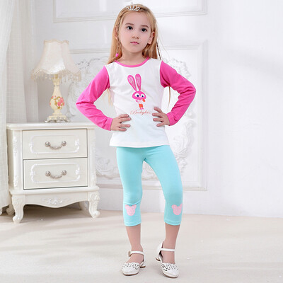 

Ou Mai Beibei girl leggings summer thin section Mickey elastic seven leggings M0068 bright blue 100 yards