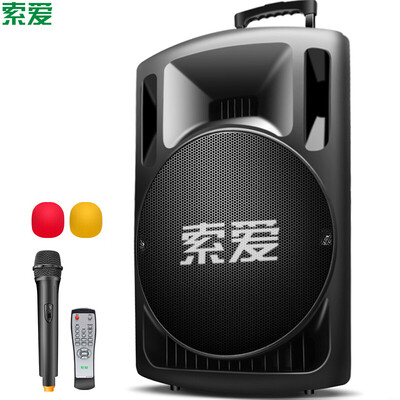 

Soaiy soaiy sound speaker portable mobile rod outdoor audio Bluetooth battery card square dance audio 15 inch black SA-T29