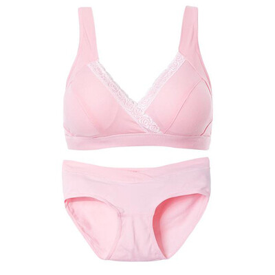 

Aibo suitable for pregnant women underwear sets breast-feeding bra no steel underwear underwear pink