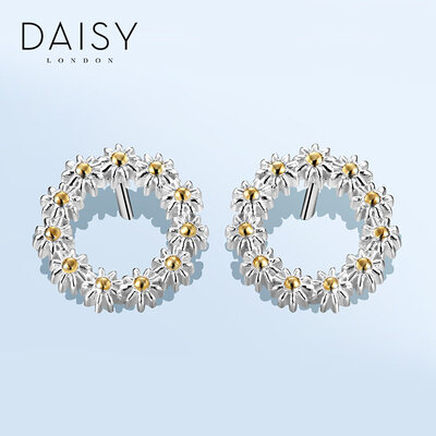

British Daisy London earrings female models 925 silver earrings flower daisy flower cute jewelry simple ladies earrings wreath earrings