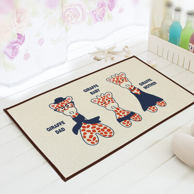 

Green bathroom cotton linen mat fabric mat kitchen anti-slip door mat giraffe 5080cm