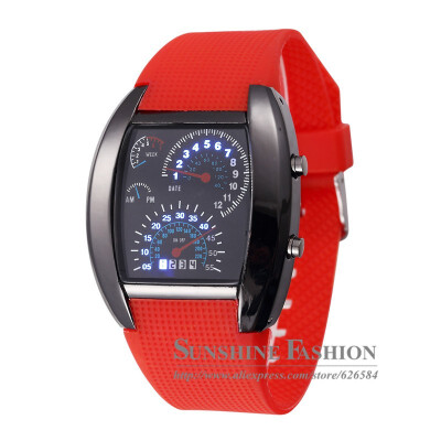 

Men Sports Watches LED Digital Watch Men's Race Speed Car Meter Dial Silicone Strap Male Military Wristwatch