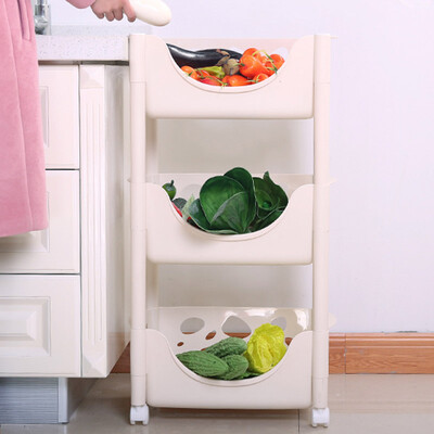 

Green bar kitchen racks vegetable&fruit storage basket bathroom bathroom three-tier storage basket removable wheel white