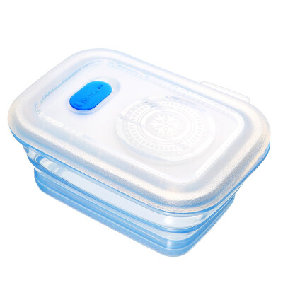 

Variant (partita) full silicone folding can be microwave heating infant food supplement food box 460ml crystal blue
