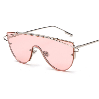 

Peekaboo Fashion Brand One Piece Lens Sunglasses Women Metal Vintage Oversized Tinted Sunglasses Mirror Male Female Pink Cool