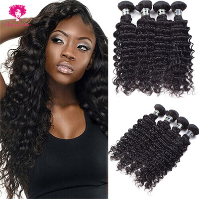 

Amazing Star Hair Malaysian Virgin Hair Deep Wave 4 Bundles Human Hair Extensions Curly Weave Hair Bundles 4Pcs Lot Soft Bouncy