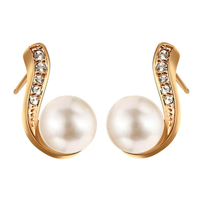 

Yoursfs@ Stud Earrings for Women Rose Gold Color Fashion Earrings Top Quality CZ Simulated Pearl Earrings for Mother's Day Gift