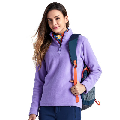 

TECTOP catching fleece outdoor thickening warm men&women catching fleece solid color stand collar half cardigan soft&comfortable catching fleece WZRY034 female models lilac purple