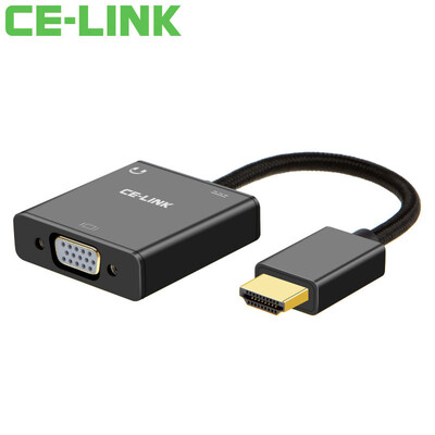 

CE-LINK HDMI-VGA-кабель с аудио-интерфейсом питания HD видео-адаптер компьютерное соединение с коробкой TV-монитор проектор алюминиевый сплав черный 1897