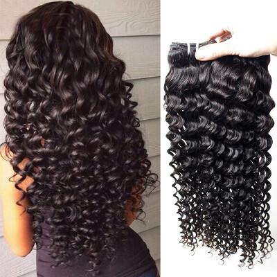 

Free Shipping Deep Wave Malaysian Virgin Hair 7A Unprocessed Virgin Hair Curly Weave Human Hair Bundles Kinky Curly Virgin Hair