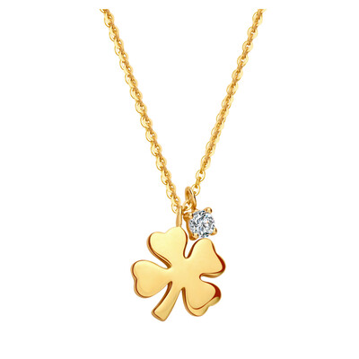 

AFFINER14K gold lucky clover necklace female models clavicle chain fashion jewelry female AFP2077
