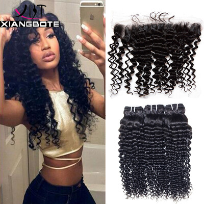 

Malaysian Deep Wave Virgin Hair With Closure 3 Bundles Human Hair With 13x4 Frontal Lace Closure Malaysian Hair With Closure
