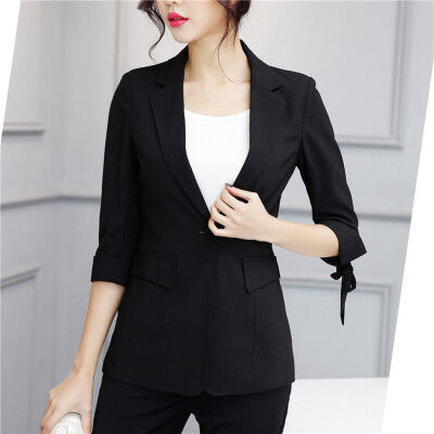 

2017 Women Candy Color Casual Blazer Feminino Slim Bow Half Sleeve Suit Blazer Women Jacket Elegant Ladies Work Suits Blazers