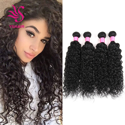 

YS HAIR Peruvian Virgin Hair Weaves Peruvian Water Wave Virgin Hair 4 Bundles, 100% Human Hair Extension