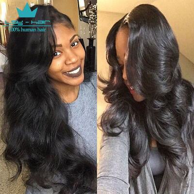 

360 Lace Frontal with Bundles Brazilian Body Wave Virgin Hair with Frontal Closure 360 Lace Band with Baby Hair Natural Black 1B