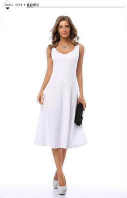 

The new autumn new womens dress is slim sleeveless&sleeveless waist-wide floor-length dress
