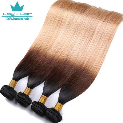 

7A Unprocessed 4 Bundles Indian Virgin Hair Straight Ombre Remy Hair Extension Ombre Indian Hair Three Tone 1B/4/27 Human Hair