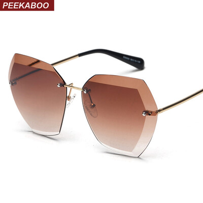 

Peekaboo крупногабаритные полигона rimless очки - бренд высокого качества, градиент женщин rimless солнцезащитные очки и 2017 VU40