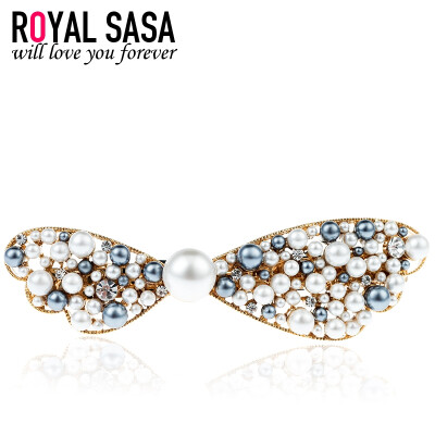 

Royal Sasa headdress hair accessories horizontal clip spring chuck disk hairpin tail alloy beaded imitation crystal bow accessories