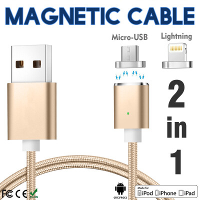 

Keymao Magnetic Phone Kabel Data Lightning Charger Cable 2-in-1 Micro USB for iPhone 7 7 plus 6 6s Plus iPad Samsung S6 S7 S8 p