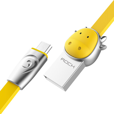

Locke ROCK Andrews data cable zinc alloy cute cartoon cow micro charging line for Samsung Huawei millet Meizu phone 1 m yellow