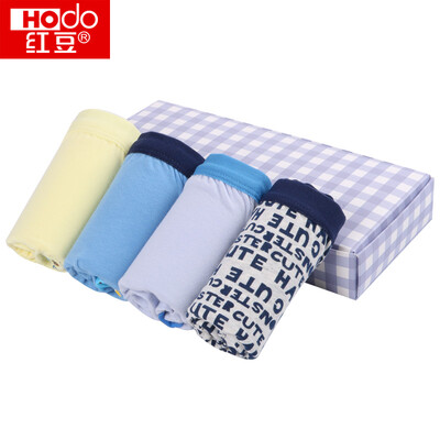 

Red beans Hodo children&39s underwear men&39s big children 4 sets of flat pants class A standard cartoon printing youth pants HDK77011 160