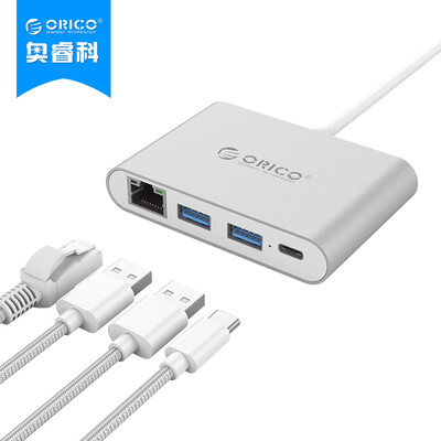 

Отдел Оррик (ORICO) RCR2A USB3.0 разветвитель Type-C к RJ45 Gigabit LAN концентратора MACBOOK набора расширения алюминиевого HUB сети преобразует серебро