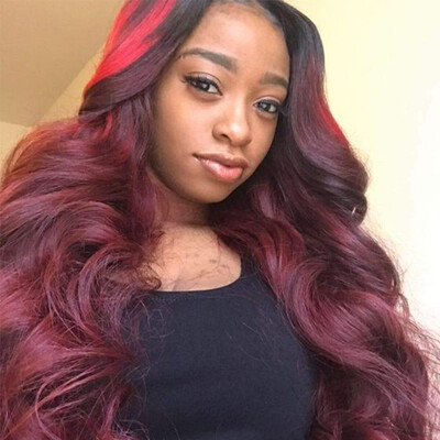 

8A 99j Brazilian Hair Weave Bundles 99J Brazilian Virgin Hair Body Wave Red Color Human Hair 3 Bundles With Lace Closure