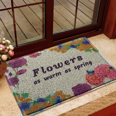 

американский сайт (LIDIMEI) Doormat коврики тряпка гостиной цвет цветы проволочное кольцо светло-бежевый фон зеленый дно 45 * 75см ПВХ сетки колодки