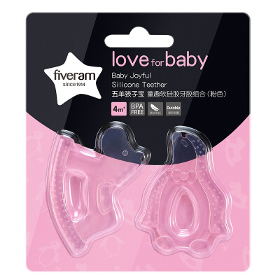 

Jingdong Supermarket] Wuyang (FIVERAMS) children baby child soft soft silicone gelatin combination of two baby teeth to appease bite bite teeth (pink