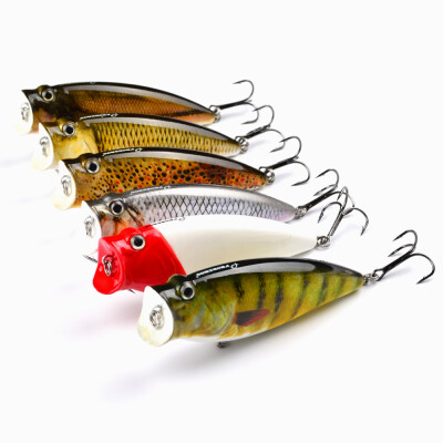 

1pc Sunlure Brand Fishing Lure 3.74"-9.5cm Fishing Tackle 16.65g Popper Lure Set 6 Color Fishing Bait 4# Hook