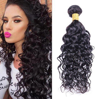 

Malaysian Human Hair Bundles Water Wave Natural Black Color 1b Weft 3 Bundles Non Remy Hair Free Shipping