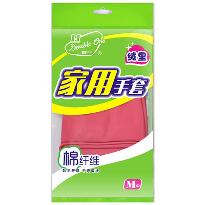 

【Jingdong Supermarket】 double-velvet home gloves (cotton fiber)  washing dishes washing clothes waterproof anti-skid stickers comfortable dry and dry natural latex