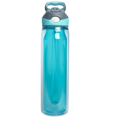 

【Jingdong Supermarket】 contigo double-layer sports straw cup summer outdoor travel plastic cup 500ml gray HBC-ADN022