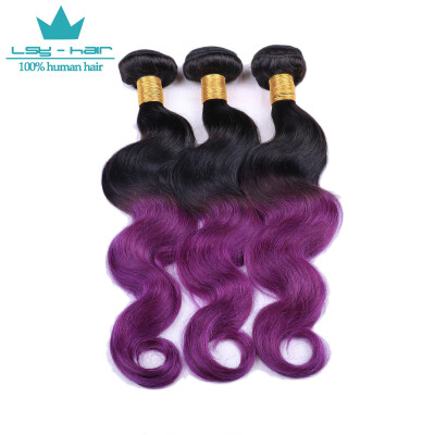 

Body Wave Ombre Peruvian Hair 3 Bundles Two Tones 1B/Violet Black to Violet Peruvian Virgin Remy Human Hair Weave Extensions