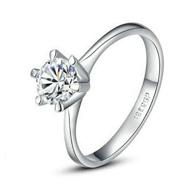 

Yoursfs Unique Six Prong Cubic Crystal Solitaire Engagement Ring 18K Gold Plated Jewelry Promise for Her