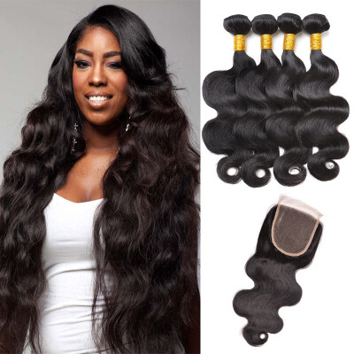 

Alibally Brazilian Body Wave With Closure Queen Hair Brazilian Body Wave 4 Bundles With Closure Human Hair Bundles With Closure B