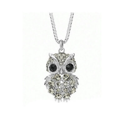 

Yoursfs Mothers Day Jewelry Owl Pendant Chain 18K White Gold Plated Charm Sweater Chain Austrian Crystal Long Necklace for Women