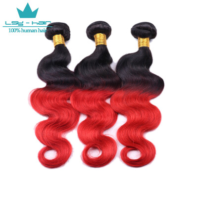 

Ombre Peruvian Body Wave Hair 3 Bundles Two Tones 1B/Red Black to Red Peruvian Virgin Remy Human Hair Weave Extensions