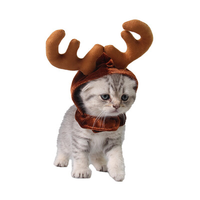 

Giza Aberdeen Pet Hood Little Deer Dog Dog Mummy Antlers Handsome gentleman modeling Christmas reindeer hat